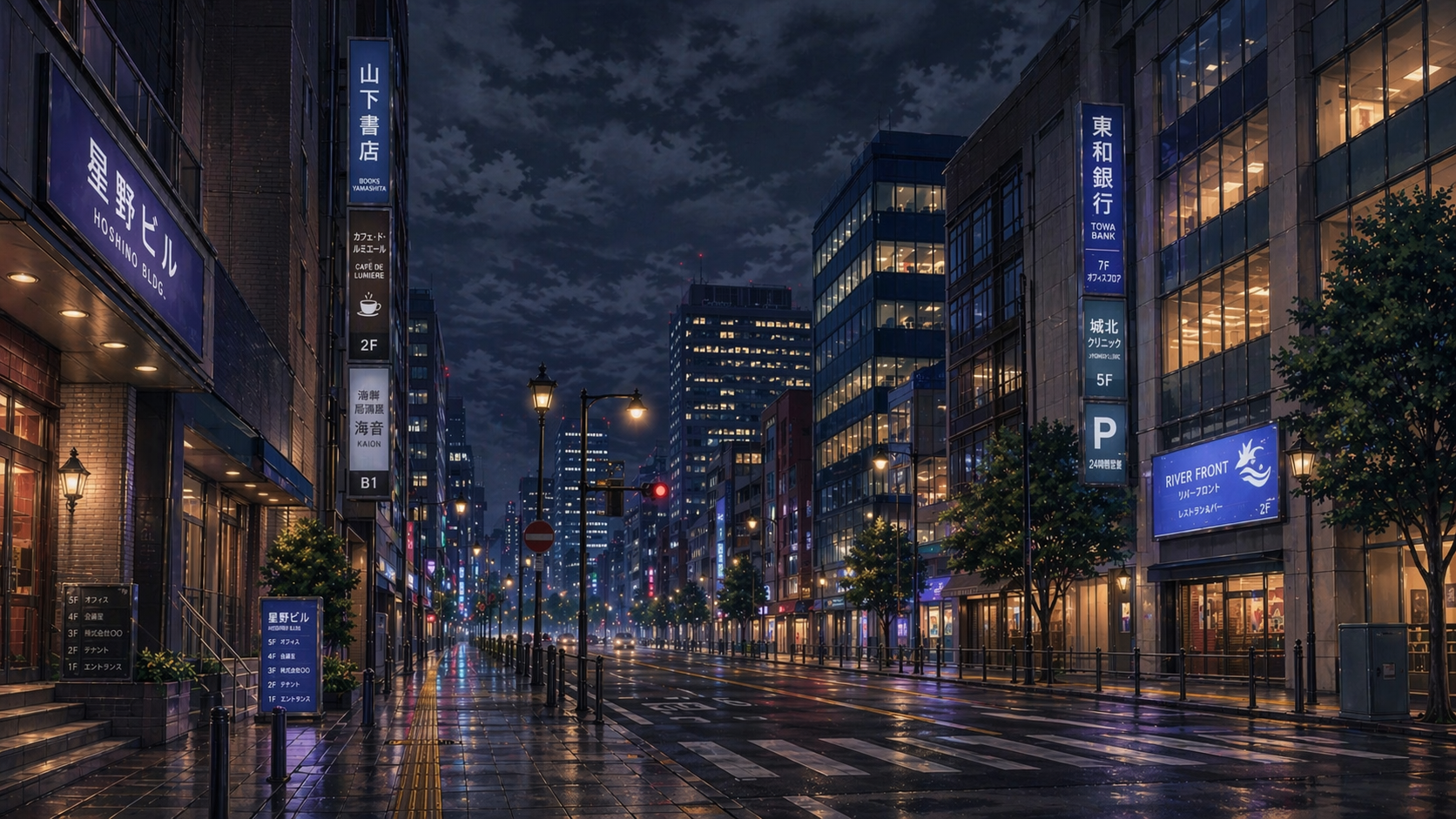 雨の神室坂の夜景